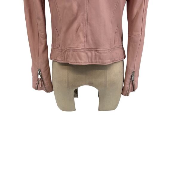 Dylan Gray Leather Moto Jacket Blush Pink Zip Front Size XS - Picture 14 of 16